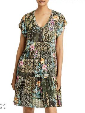 Johnny Was Weller Tiered Hem Bamboo Dress 2x Patchwork Floral Boho Whimsigoth